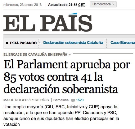 El Parlament aprueba por 85 votos contra 41 la declaración soberanista